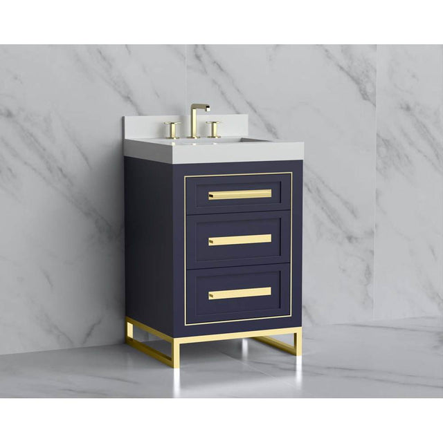 Madeli - Madeli Vision 24'' Free standing Vanity Cabinet in Sapphire/HW: Handles/Feet Brushed Nickel(BN) - Sapphire With Brushed Nickel