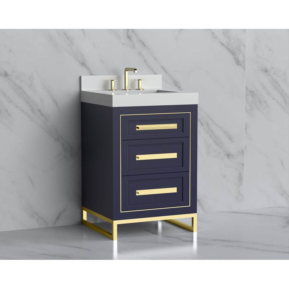 Madeli - Madeli Vision 24'' Free standing Vanity Cabinet in Sapphire/HW: Handles/Feet Matte Black(MB) - Sapphire With Matte Black