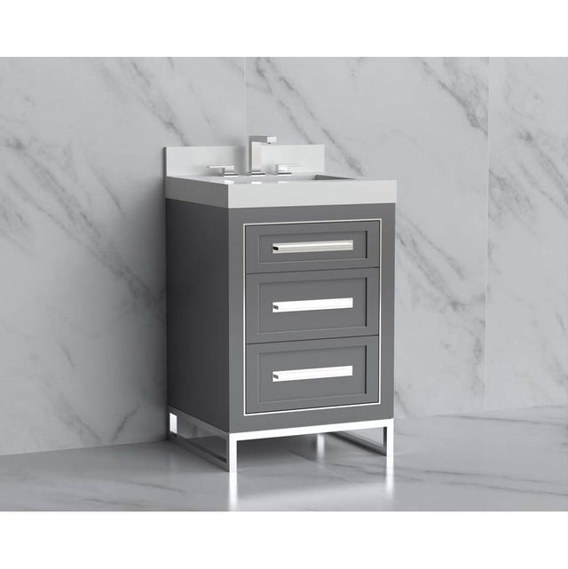 Madeli - Madeli Vision 24'' Free standing Vanity Cabinet in Studio Grey/HW: Handles/Feet Matte Black(MB) - Studio Gray With Matte Black