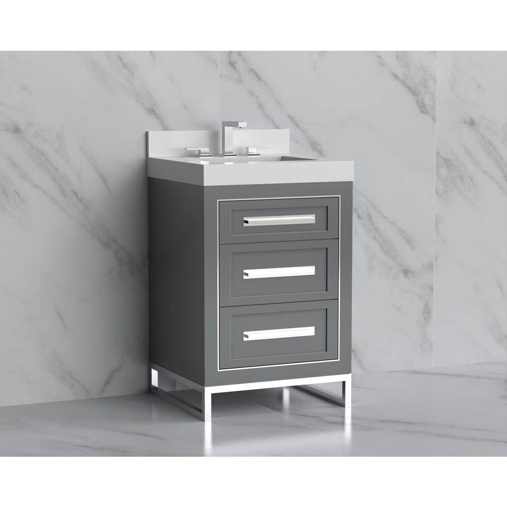 Madeli - Madeli Vision 24'' Free standing Vanity Cabinet in Studio Grey/HW: Handles/Feet Polished Nickel(PN) - Studio Gray With Polished Nickel