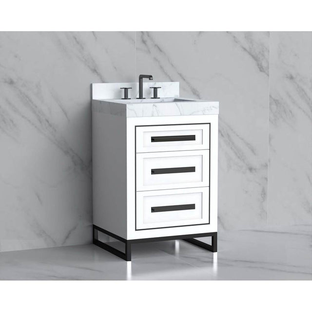 Madeli - Madeli Vision 24'' Free standing Vanity Cabinet in White/HW: Handles/Feet Brushed Nickel(BN) - White With Brushed Nickel