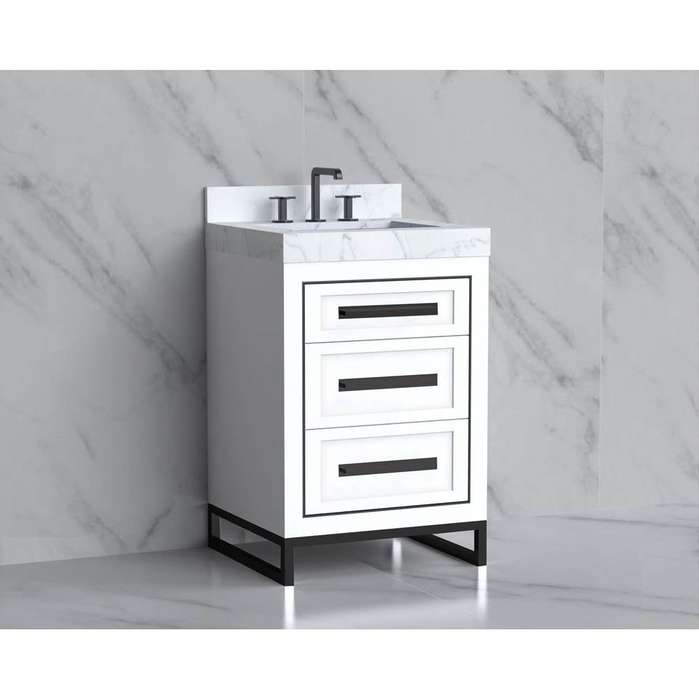 Madeli - Madeli Vision 24'' Free standing Vanity Cabinet in White/HW: Handles/Feet Matte Black(MB) - White With Matte Black