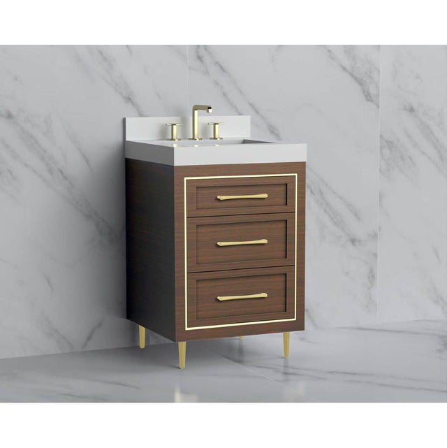Madeli - Madeli Vision 24'' Free standing Vanity Cabinet in Brandy/HW: Handles/Feet Matte Black(MB) - Brandy With Matte Black