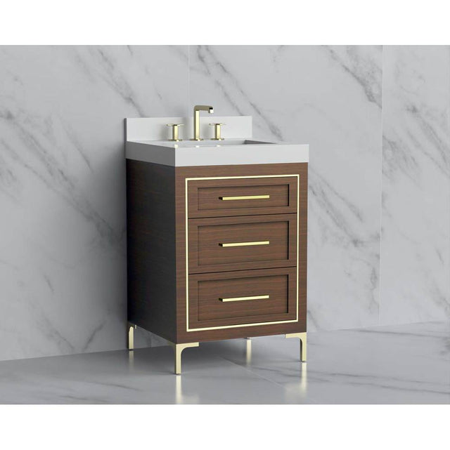 Madeli - Madeli Vision 24'' Free standing Vanity Cabinet in Brandy/HW: Handles/Feet Matte Black(MB) - Brandy With Matte Black