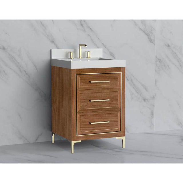 Madeli - Madeli Vision 24'' Free standing Vanity Cabinet in Natural Walnut/HW: Handle & Feet Polished Chrome(PC) - Natural Walnut With Polished Chrome