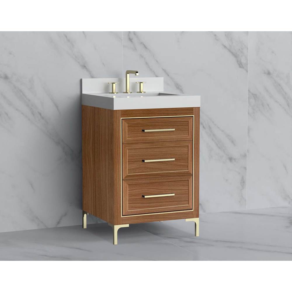 Madeli - Madeli Vision 24'' Free standing Vanity Cabinet in Natural Walnut/HW: Handle & Feet Polished Nickel(PN) - Natural Walnut With Polished Nickel