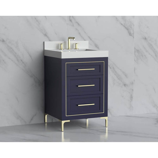 Madeli - Madeli Vision 24'' Free standing Vanity Cabinet in Sapphire/HW: Handles/Feet Polished Nickel(PN) - Sapphire With Polished Nickel