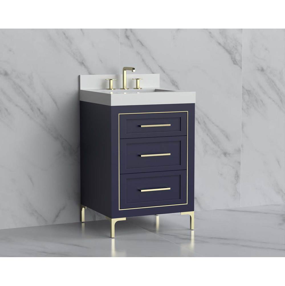 Madeli - Madeli Vision 24'' Free standing Vanity Cabinet in Sapphire/HW: Handles/Feet Satin Brass(SB) - Sapphire With Satin Brass