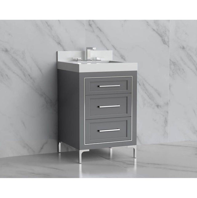 Madeli - Madeli Vision 24'' Free standing Vanity Cabinet in Studio Grey/HW: Handles/Feet Matte Black(MB) - Studio Gray With Matte Black