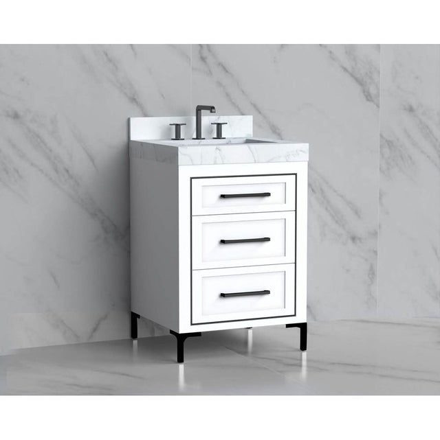 Madeli - Madeli Vision 24'' Free standing Vanity Cabinet in White/HW: Handles/Feet Polished Chrome(PC) - White With Polished Chrome