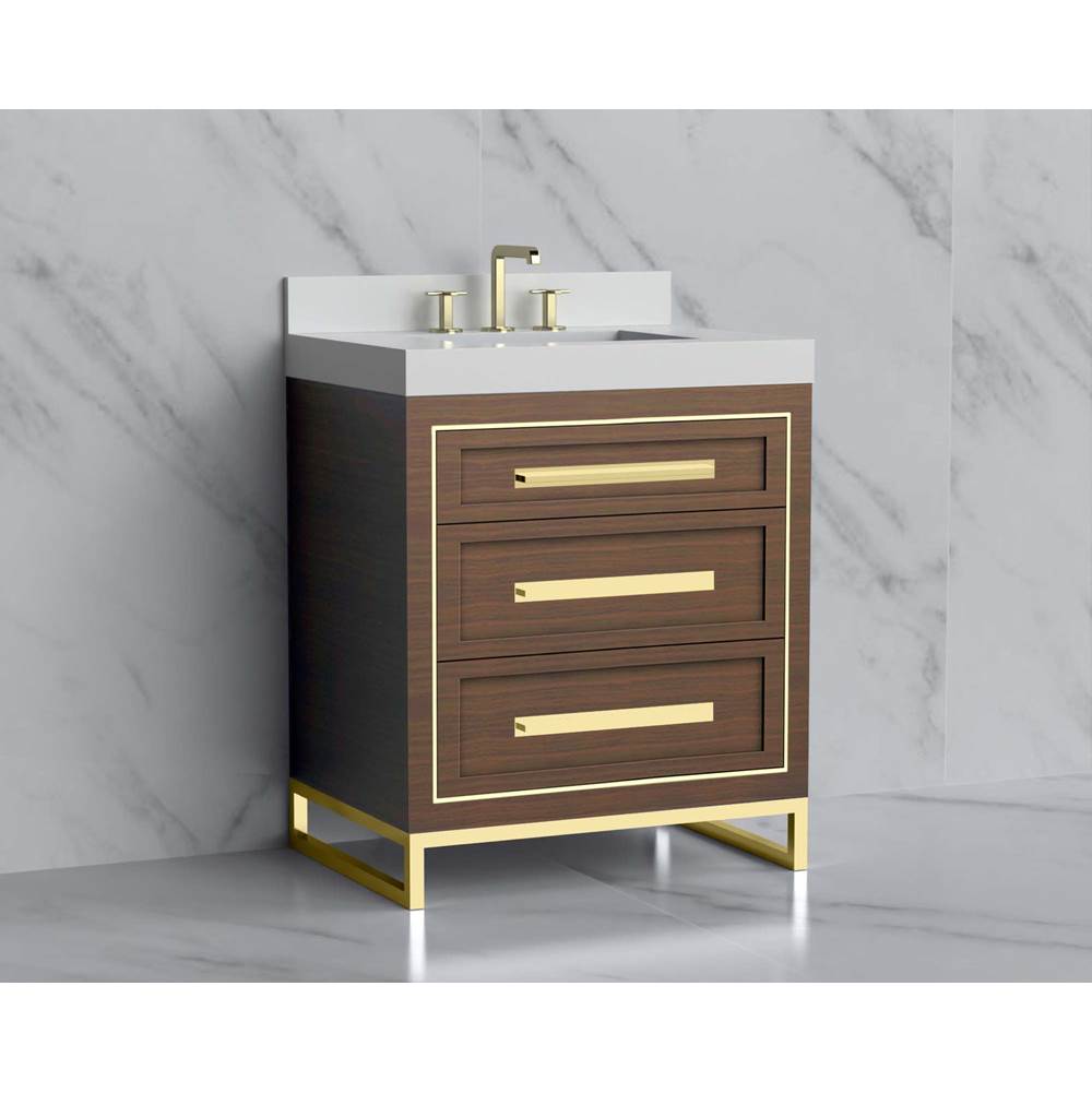 Madeli - Madeli Vision 30'' Free standing Vanity Cabinet in Brandy/HW: Handles/Feet Polished Chrome(PC) - Brandy With Polished Chrome