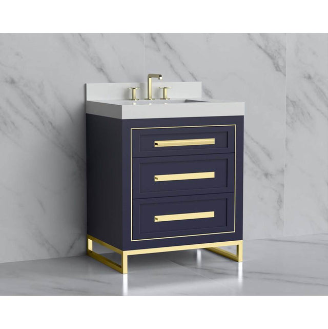 Madeli - Madeli Vision 30'' Free standing Vanity Cabinet in Sapphire/HW: Handles/Feet Brushed Nickel(BN) - Sapphire With Brushed Nickel