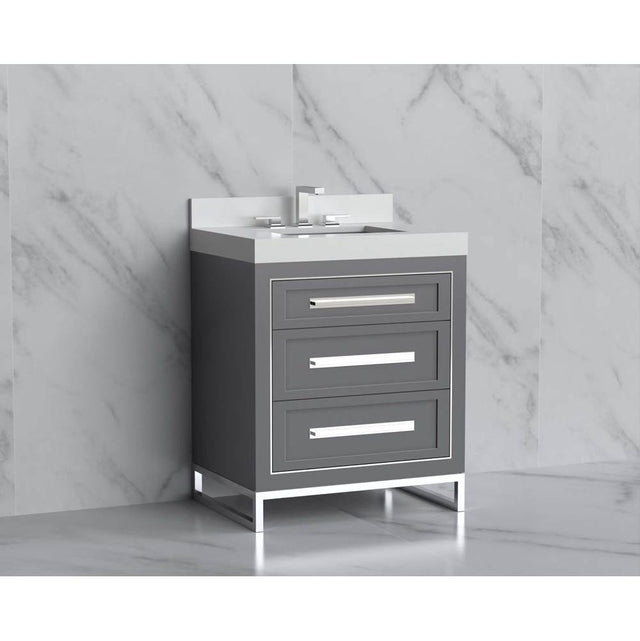 Madeli - Madeli Vision 30'' Free standing Vanity Cabinet in Studio Grey/HW: Handles/Feet Matte Black(MB) - Studio Gray With Matte Black