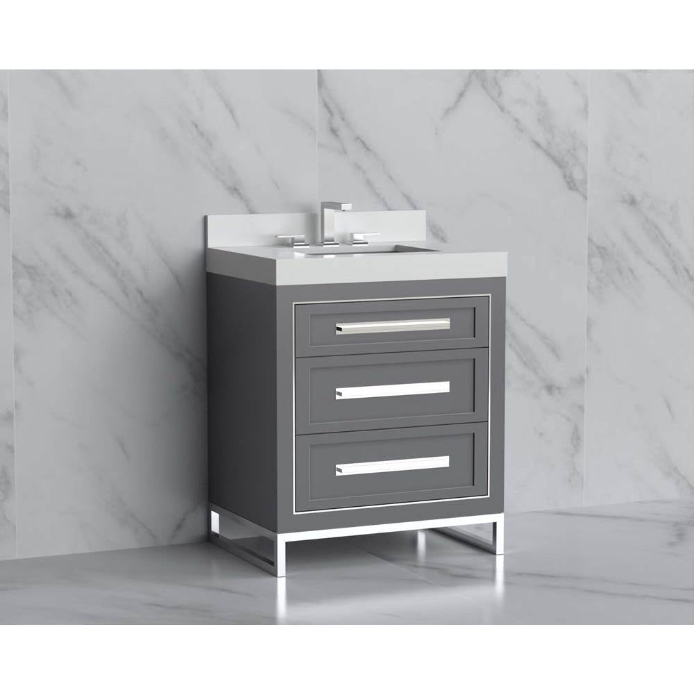 Madeli - Madeli Vision 30'' Free standing Vanity Cabinet in Studio Grey/HW: Handles/Feet Satin Brass(SB) - Studio Gray With Satin Brass