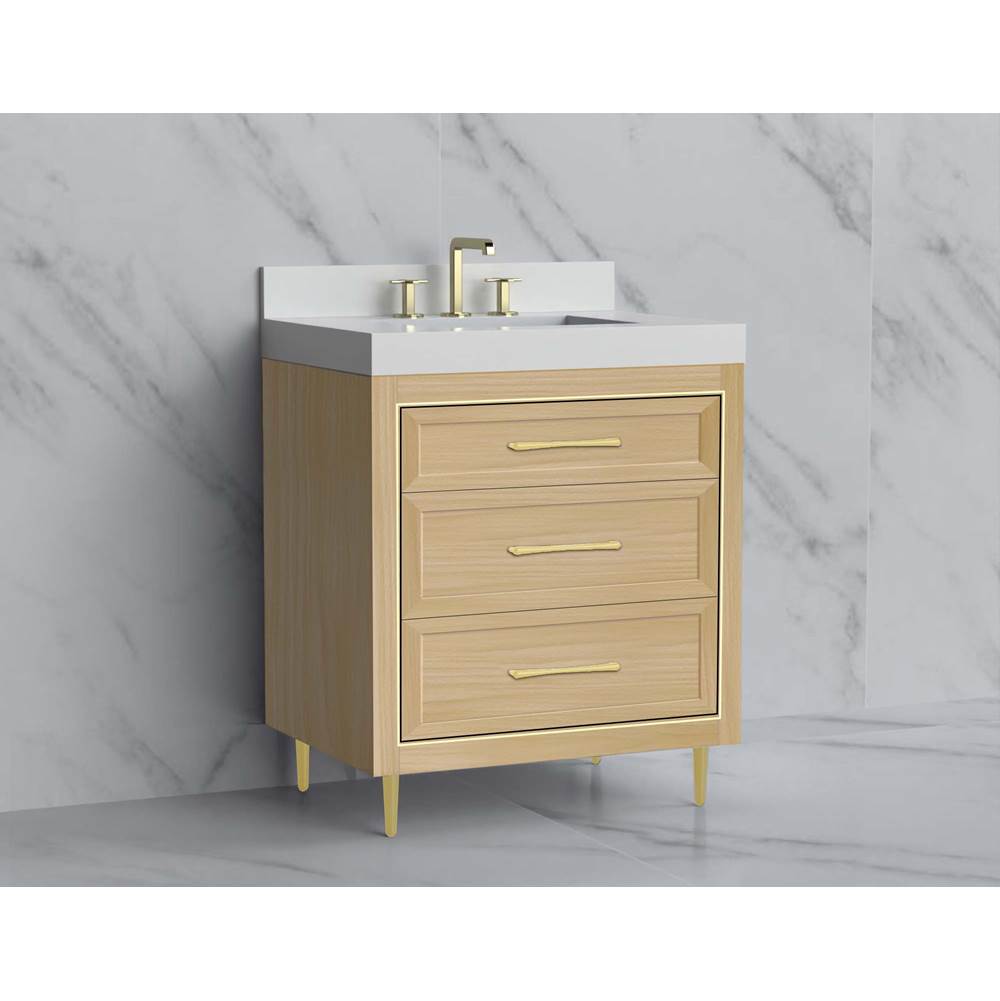 Madeli - Madeli Vision 30'' Free standing Vanity Cabinet in Natural Oak/HW: Handle & Feet Polished Nickel(PN) - Natural Oak With Polished Nickel