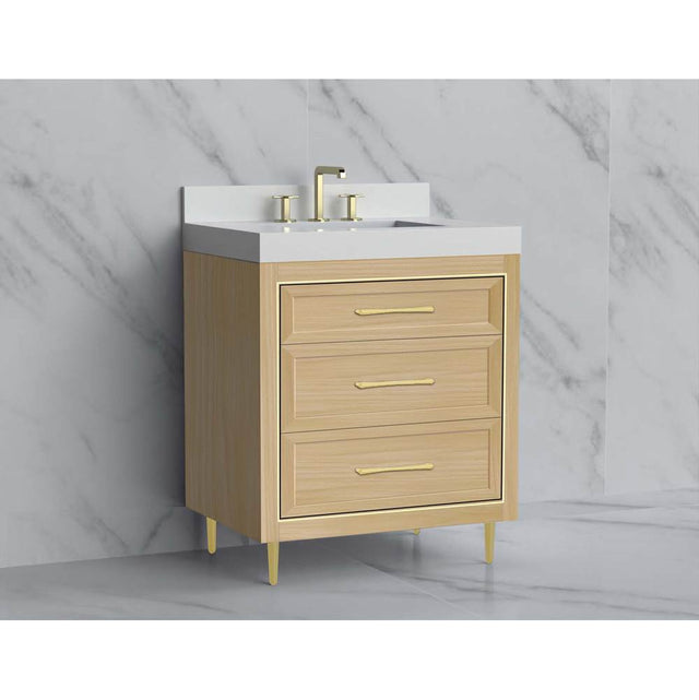 Madeli - Madeli Vision 30'' Free standing Vanity Cabinet in Natural Oak/HW: Handle & Feet Polished Nickel(PN) - Natural Oak With Polished Nickel