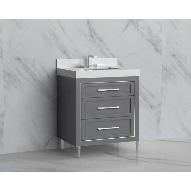 Madeli - Madeli Vision 30'' Free standing Vanity Cabinet in Studio Grey/HW: Handles/Feet Satin Brass(SB) - Studio Gray With Satin Brass