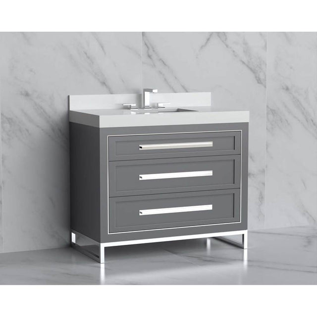 Madeli - Madeli Vision 36'' Free standing Vanity Cabinet in Studio Grey/HW: Handles/Feet Brushed Nickel(BN) - Studio Gray With Brushed Nickel
