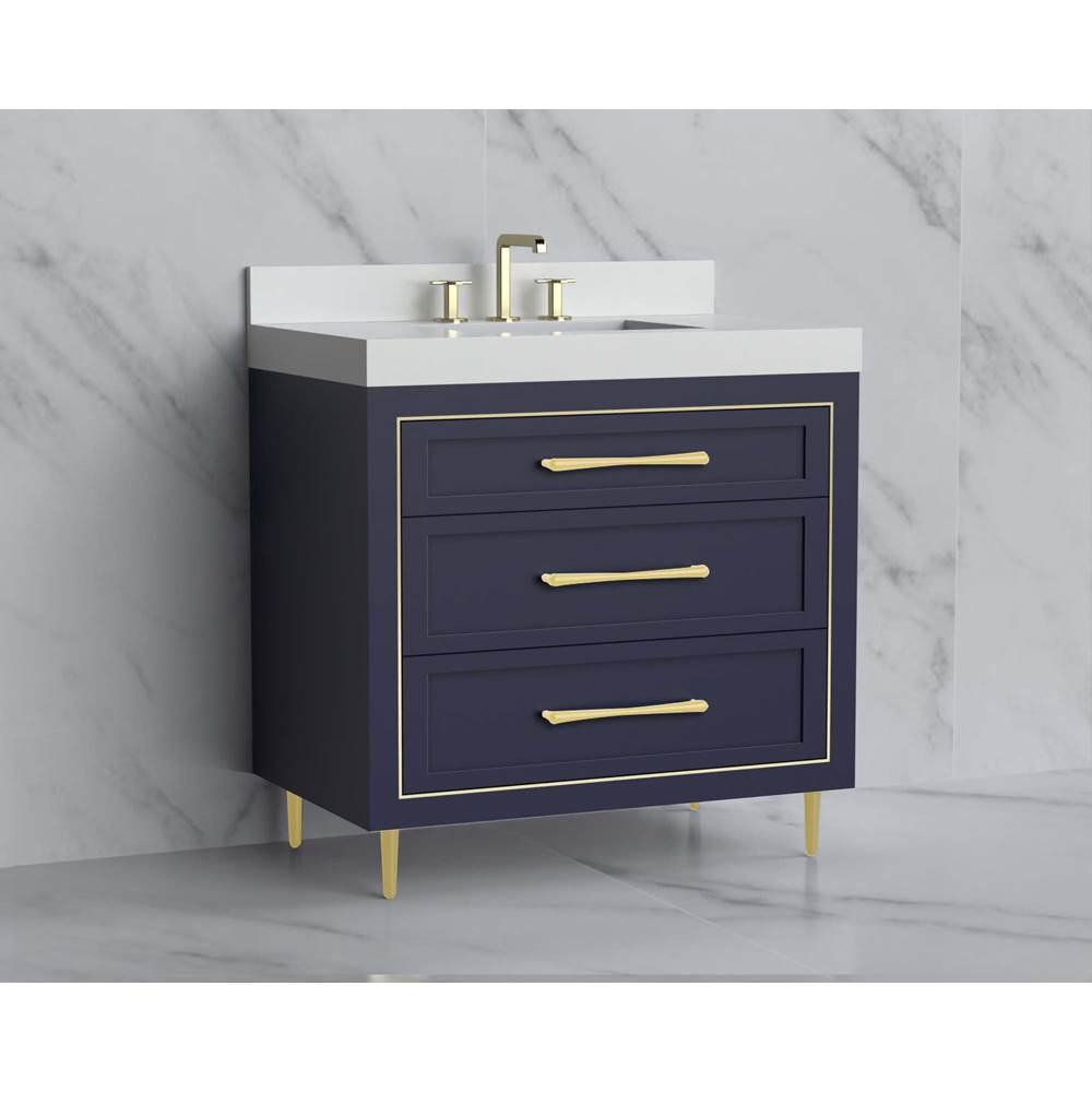 Madeli - Madeli Vision 36'' Free standing Vanity Cabinet in Sapphire/HW: Handles/Feet Polished Chrome(PC) - Sapphire With Polished Chrome