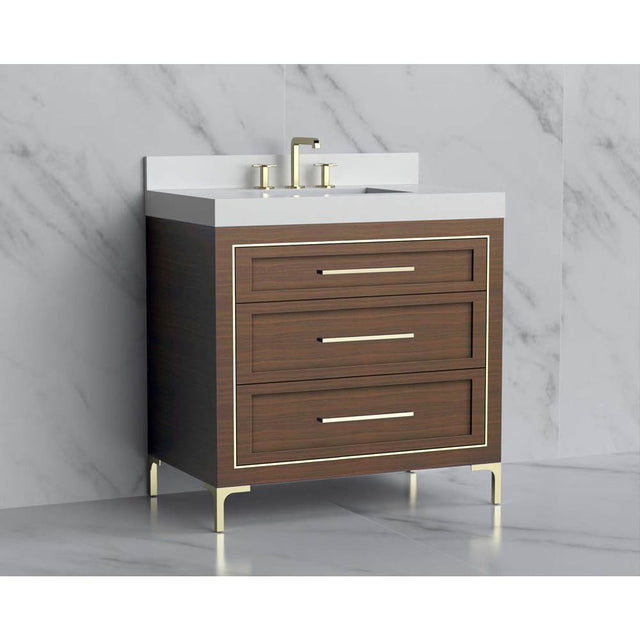 Madeli - Madeli Vision 36'' Free standing Vanity Cabinet in Brandy/HW: Handles/Feet Matte Black(MB) - Brandy With Matte Black