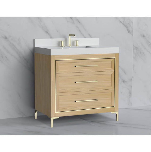 Madeli - Madeli Vision 36'' Free standing Vanity Cabinet in Natural Oak/HW: Handle & Feet Polished Chrome(PC) - Natural Oak With Polished Chrome