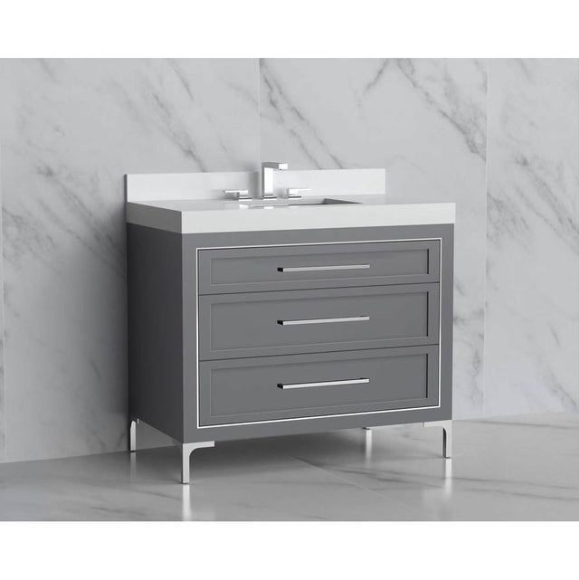 Madeli - Madeli Vision 36'' Free standing Vanity Cabinet in Studio Grey/HW: Handles/Feet Satin Brass(SB) - Studio Gray With Satin Brass