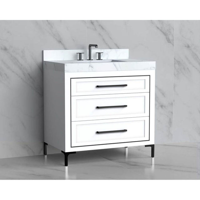 Madeli - Madeli Vision 36'' Free standing Vanity Cabinet in White/HW: Handles/Feet Matte Black(MB) - White With Matte Black