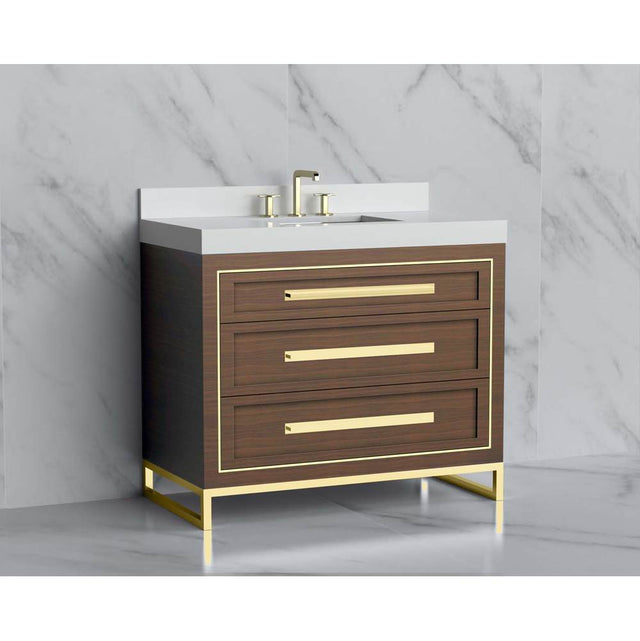 Madeli - Madeli Vision 42'' Free standing Vanity Cabinet in Brandy/HW: Handles/Feet Polished Nickel(PN) - Brandy With Polished Nickel