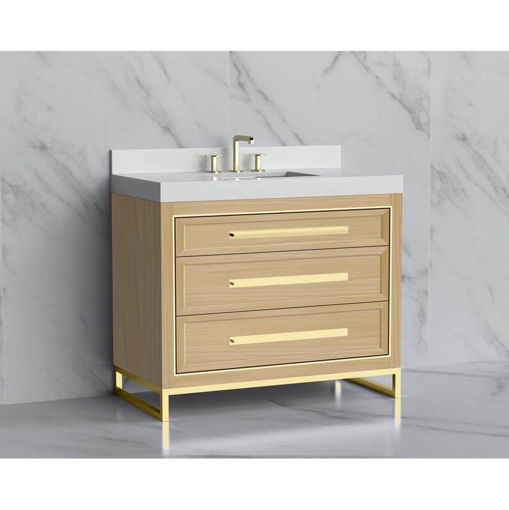 Madeli - Madeli Vision 42'' Free standing Vanity Cabinet in Natural Oak/HW: Handle & Feet Matte Black(MB) - Natural Oak With Matte Black