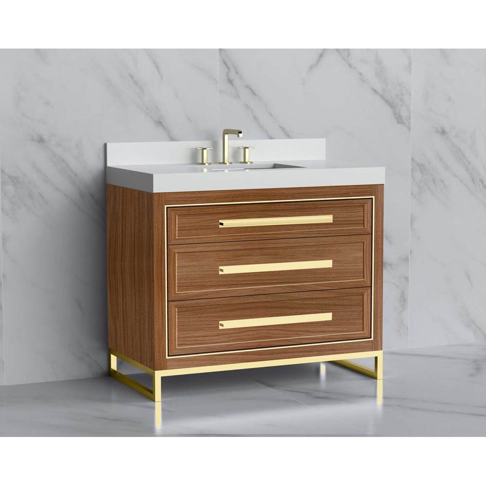 Madeli - Madeli Vision 42'' Free standing Vanity Cabinet in Natural Walnut/HW: Handle & Feet Polished Chrome(PC) - Natural Walnut With Polished Chrome