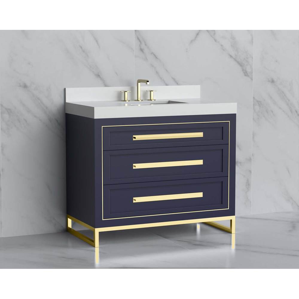 Madeli - Madeli Vision 42'' Free standing Vanity Cabinet in Sapphire/HW: Handles/Feet Matte Black(MB) - Sapphire With Matte Black