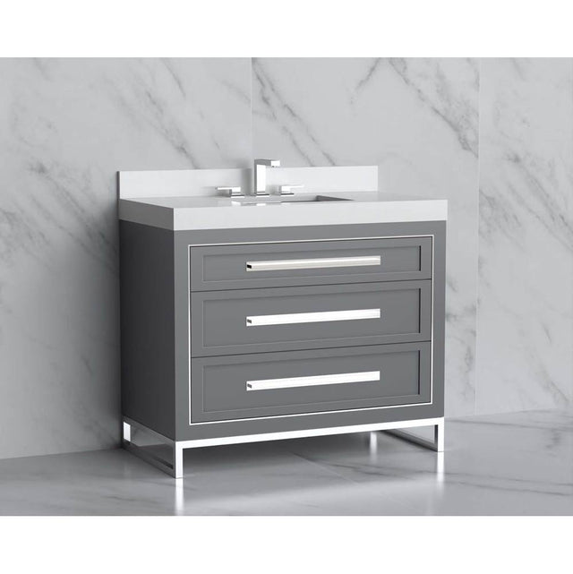 Madeli - Madeli Vision 42'' Free standing Vanity Cabinet in Studio Grey/HW: Handles/Feet Polished Chrome(PC) - Studio Gray With Polished Chrome