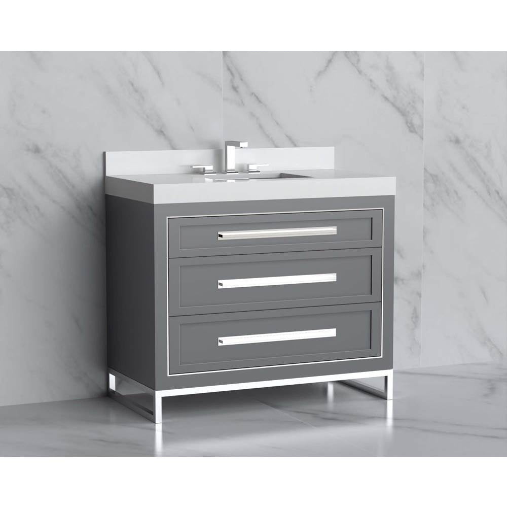 Madeli - Madeli Vision 42'' Free standing Vanity Cabinet in Studio Grey/HW: Handles/Feet Polished Nickel(PN) - Studio Gray With Polished Nickel