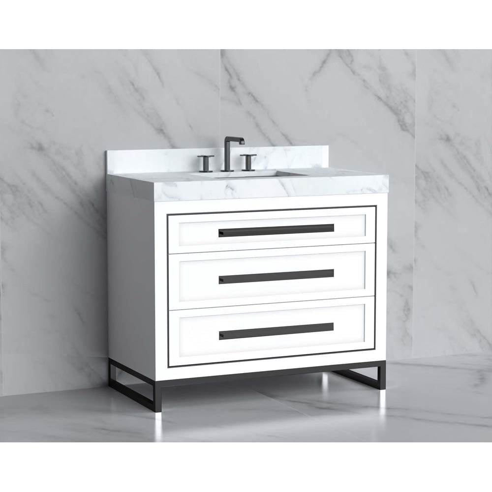 Madeli - Madeli Vision 42'' Free standing Vanity Cabinet in White/HW: Handles/Feet Matte Black(MB) - White With Matte Black
