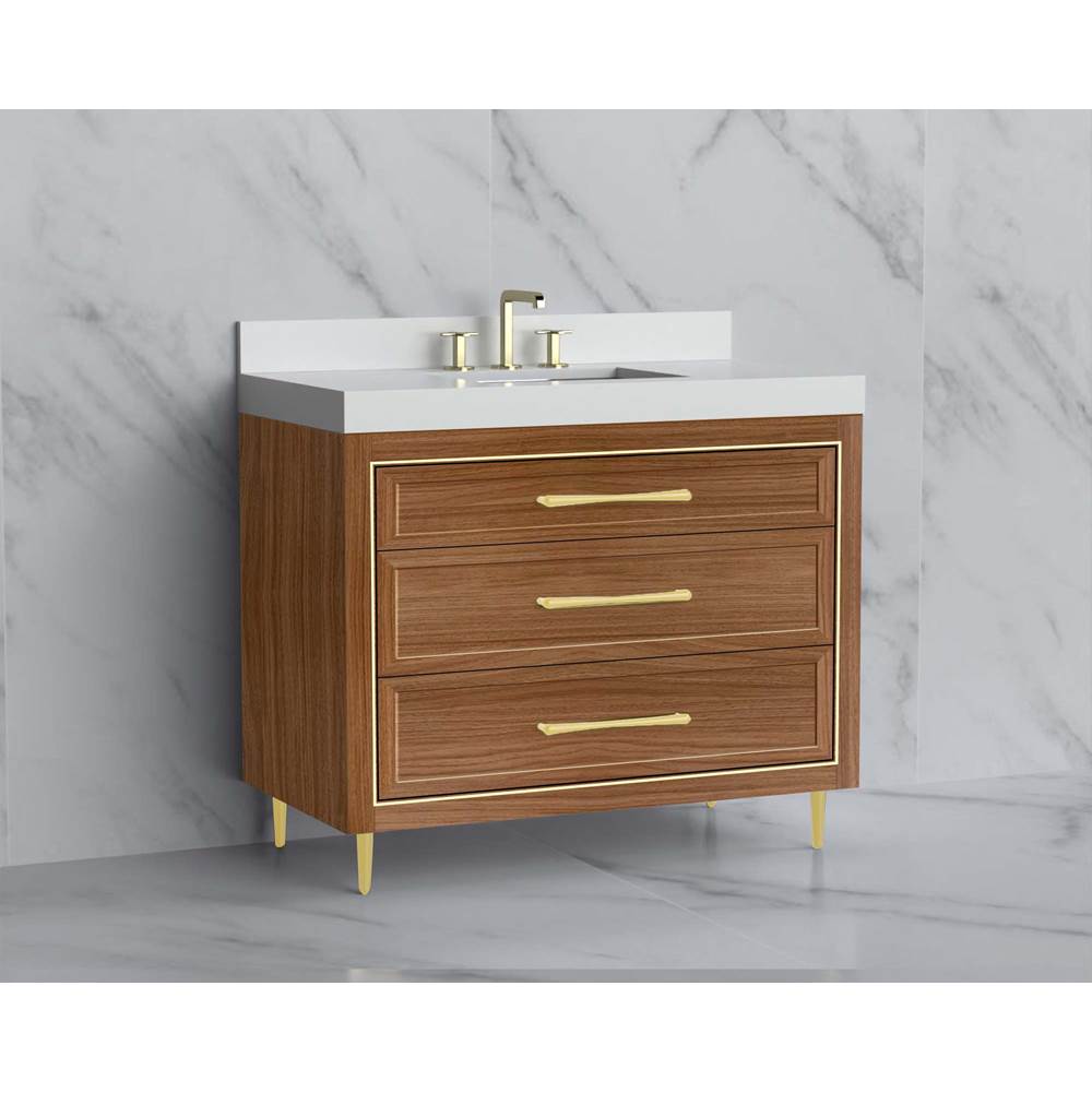 Madeli - Madeli Vision 42'' Free standing Vanity Cabinet in Natural Walnut/HW: Handle & Feet Polished Nickel(PN) - Natural Walnut With Polished Nickel