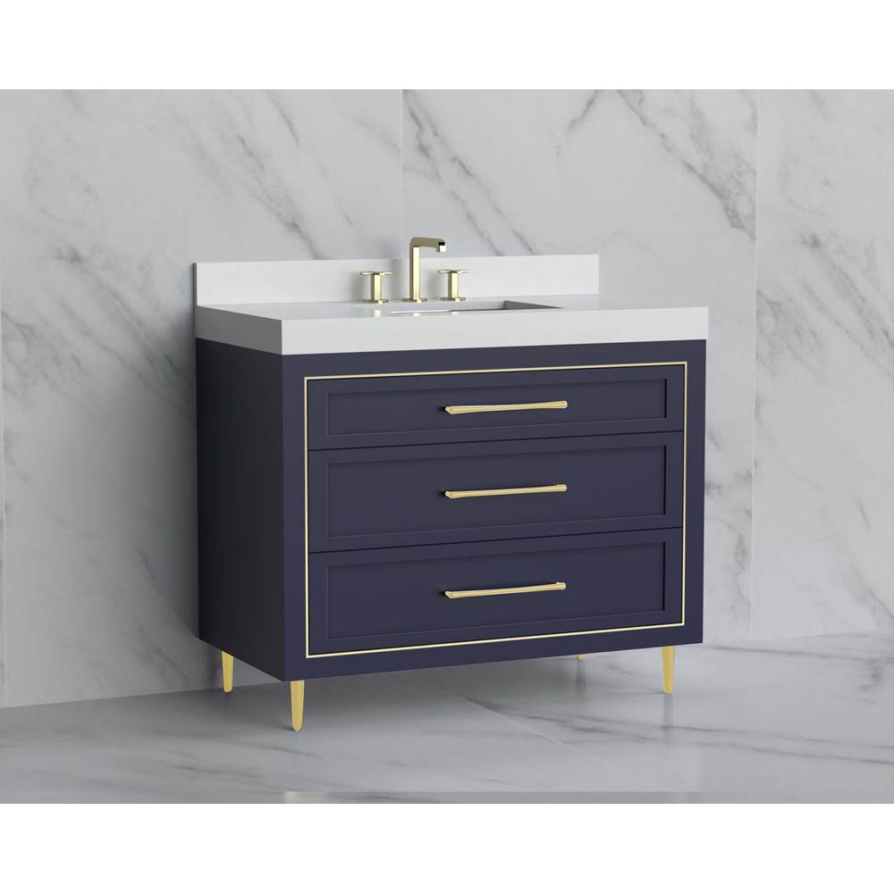 Madeli - Madeli Vision 42'' Free standing Vanity Cabinet in Sapphire/HW: Handles/Feet Brushed Nickel(BN) - Sapphire With Brushed Nickel