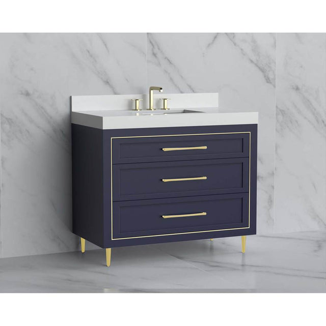Madeli - Madeli Vision 42'' Free standing Vanity Cabinet in Sapphire/HW: Handles/Feet Matte Black(MB) - Sapphire With Matte Black