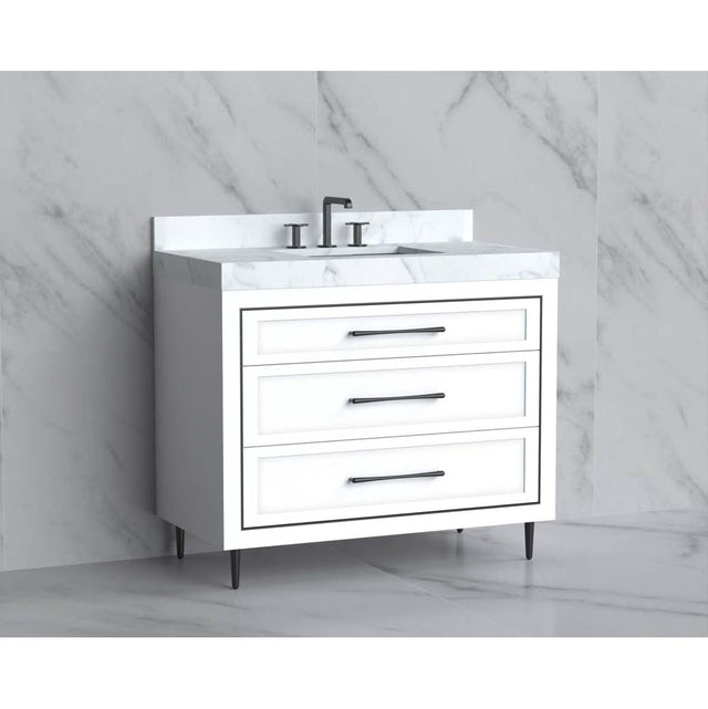 Madeli - Madeli Vision 42'' Free standing Vanity Cabinet in White/HW: Handles/Feet Polished Chrome(PC) - White With Polished Chrome