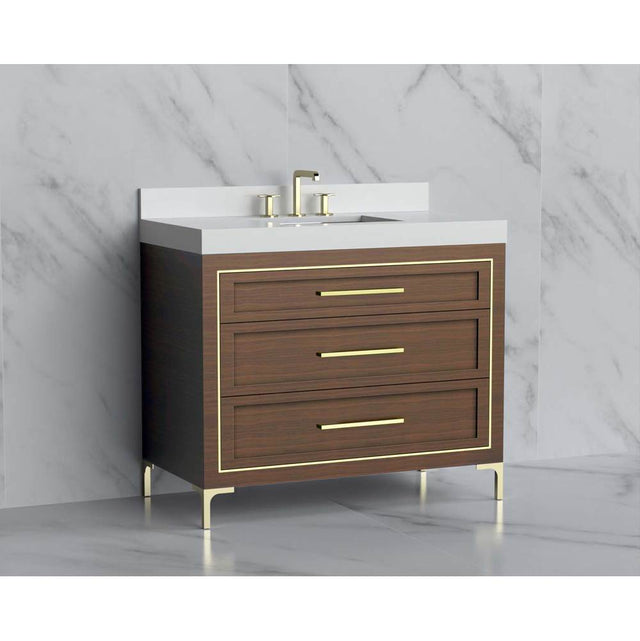 Madeli - Madeli Vision 42'' Free standing Vanity Cabinet in Brandy/HW: Handles/Feet Polished Nickel(PN) - Brandy With Polished Nickel