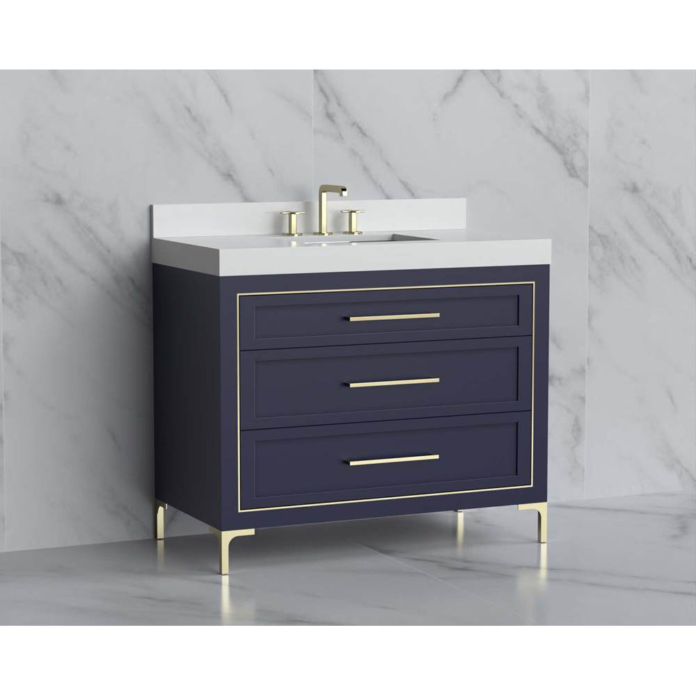 Madeli - Madeli Vision 42'' Free standing Vanity Cabinet in Sapphire/HW: Handles/Feet Polished Nickel(PN) - Sapphire With Polished Nickel