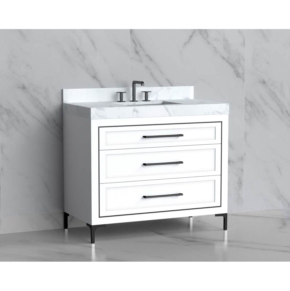 Madeli - Madeli Vision 42'' Free standing Vanity Cabinet in White/HW: Handles/Feet Polished Chrome(PC) - White With Polished Chrome