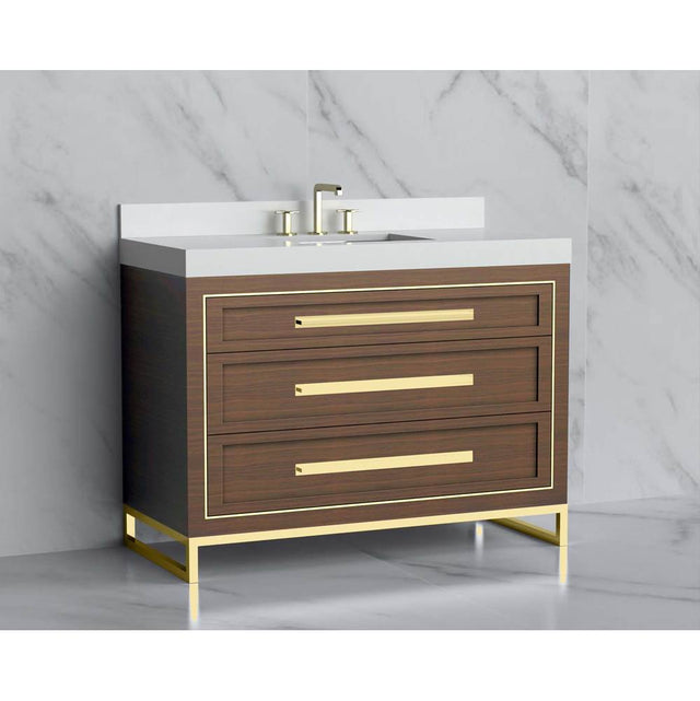 Madeli - Madeli Vision 48C'' Free standing Vanity Cabinet in Brandy/HW: Handles/Feet Brushed Nickel(BN) - Brandy With Brushed Nickel