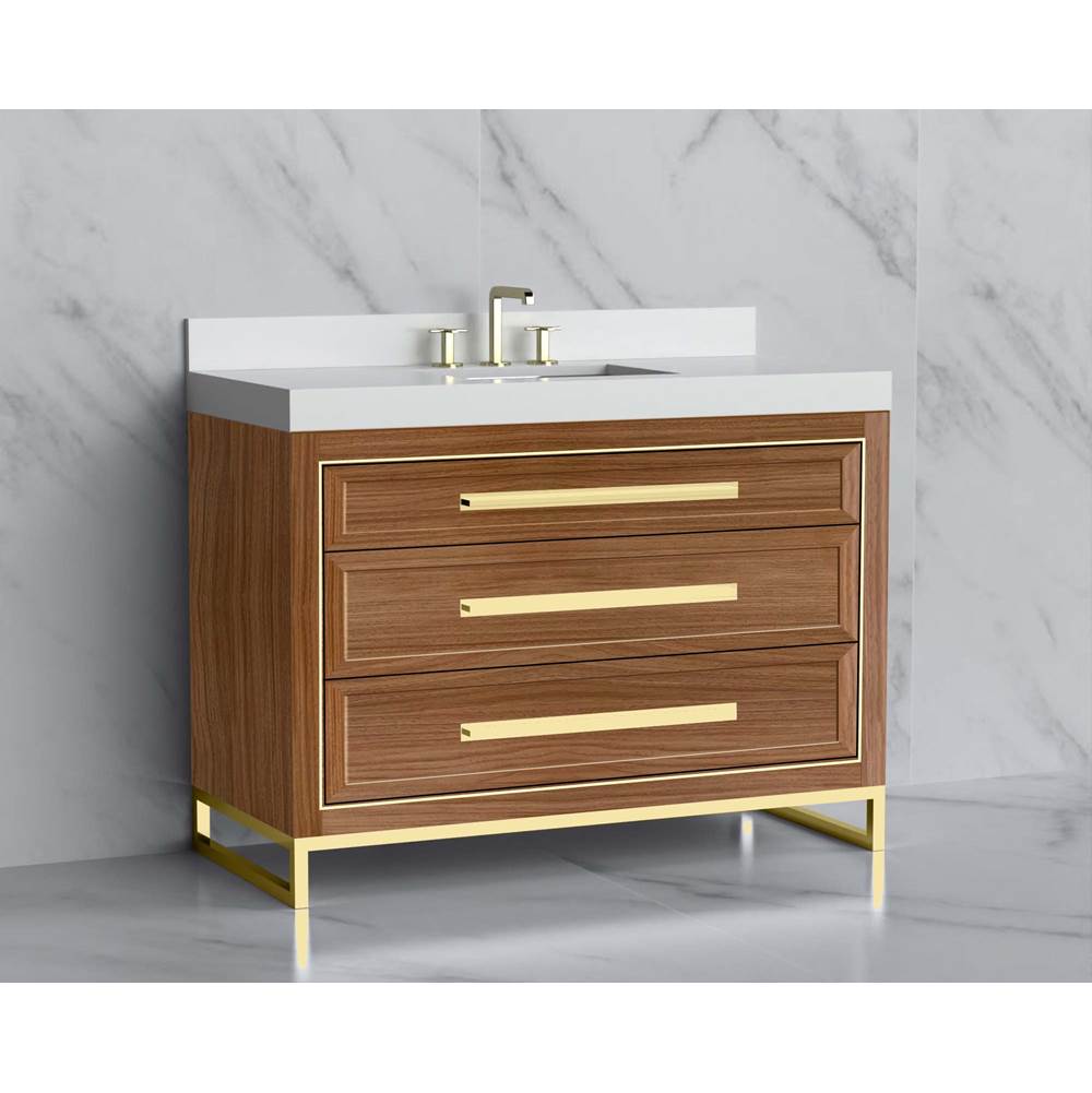 Madeli - Madeli Vision 48C'' Free standing Vanity Cabinet in Natural Walnut/HW: Handle & Feet Matte Black(MB) - Natural Walnut With Matte Black