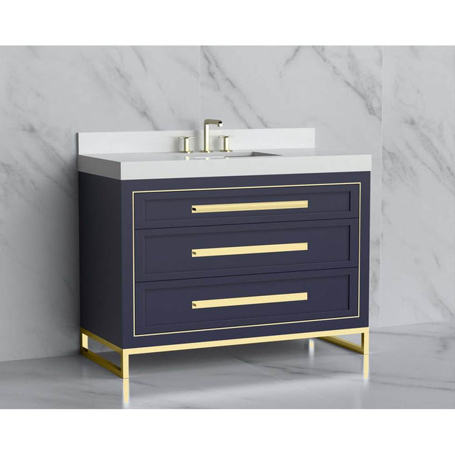 Madeli - Madeli Vision 48C'' Free standing Vanity Cabinet in Sapphire/HW: Handles/Feet Polished Nickel(PN) - Sapphire With Polished Nickel