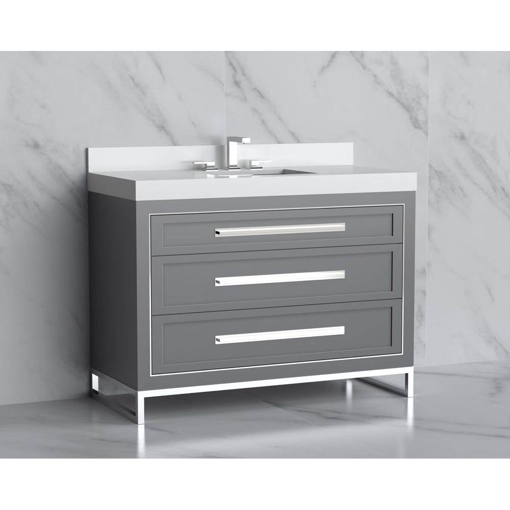 Madeli - Madeli Vision 48C'' Free standing Vanity Cabinet in Studio Grey/HW: Handles/Feet Polished Nickel(PN) - Studio Gray With Polished Nickel