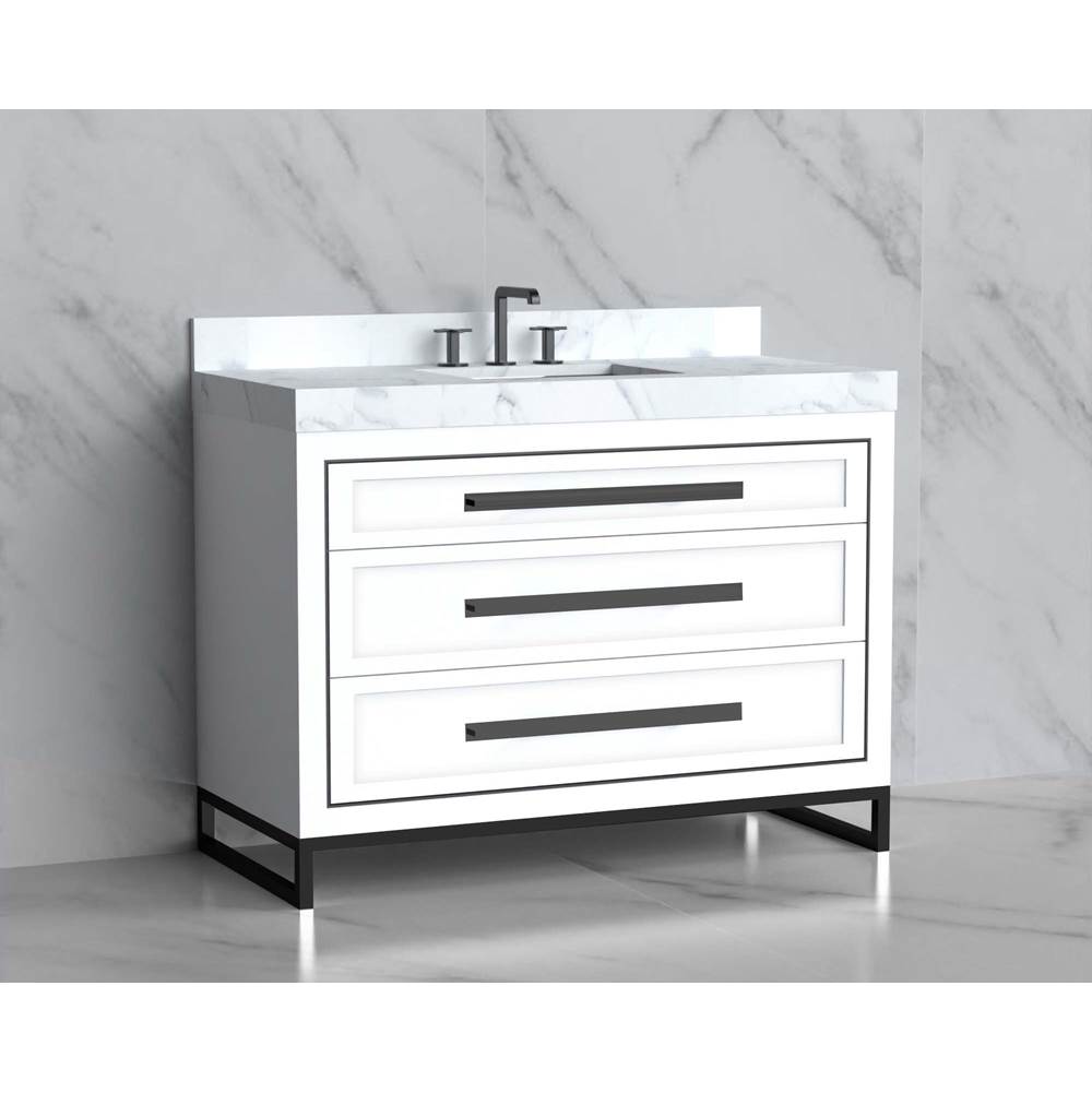 Madeli - Madeli Vision 48C'' Free standing Vanity Cabinet in White/HW: Handles/Feet Brushed Nickel(BN) - White With Brushed Nickel