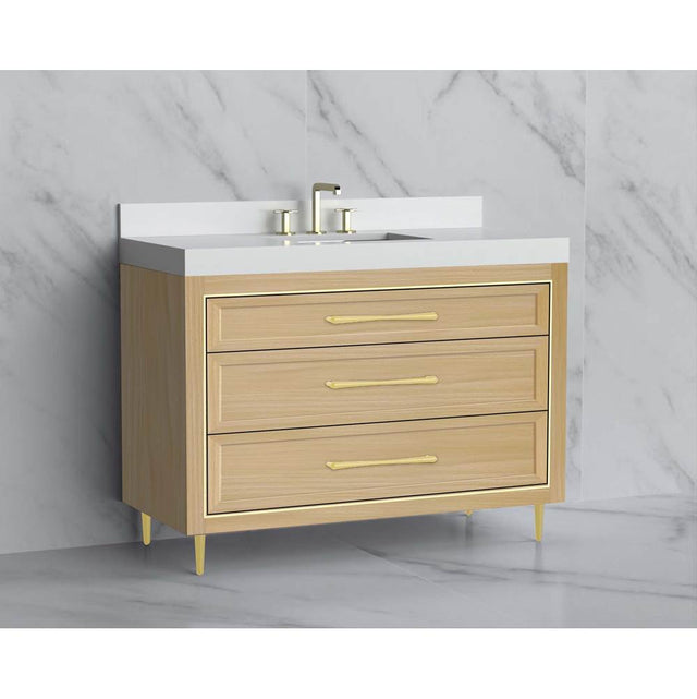 Madeli - Madeli Vision 48C'' Free standing Vanity Cabinet in Natural Oak/HW: Handle & Feet Matte Black(MB) - Natural Oak With Matte Black