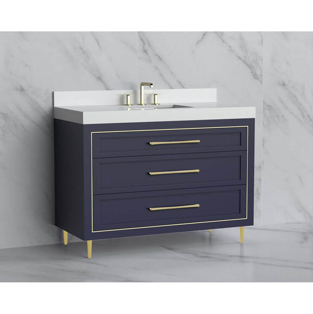 Madeli - Madeli Vision 48C'' Free standing Vanity Cabinet in Sapphire/HW: Handles/Feet Polished Chrome(PC) - Sapphire With Polished Chrome