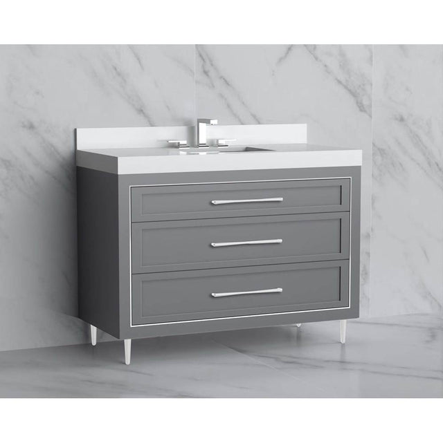 Madeli - Madeli Vision 48C'' Free standing Vanity Cabinet in Studio Grey/HW: Handles/Feet Brushed Nickel(BN) - Studio Gray With Brushed Nickel