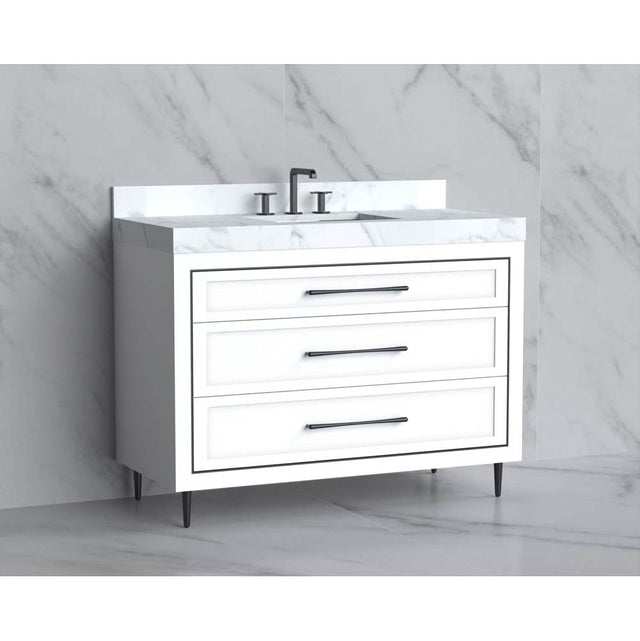 Madeli - Madeli Vision 48C'' Free standing Vanity Cabinet in White/HW: Handles/Feet Brushed Nickel(BN) - White With Brushed Nickel